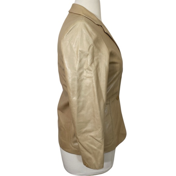 Dkny minimalist tan buttery soft leather blazer jacket - Picture 4 of 9